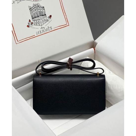 Replica Borsa Hermès Constance Elan Long Clutch Etoupe Epsom Nera Imitazioni Falso