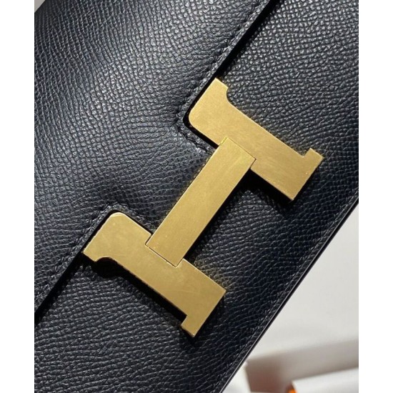 Replica Borsa Hermès Constance Elan Long Clutch Etoupe Epsom Nera Imitazioni Falso