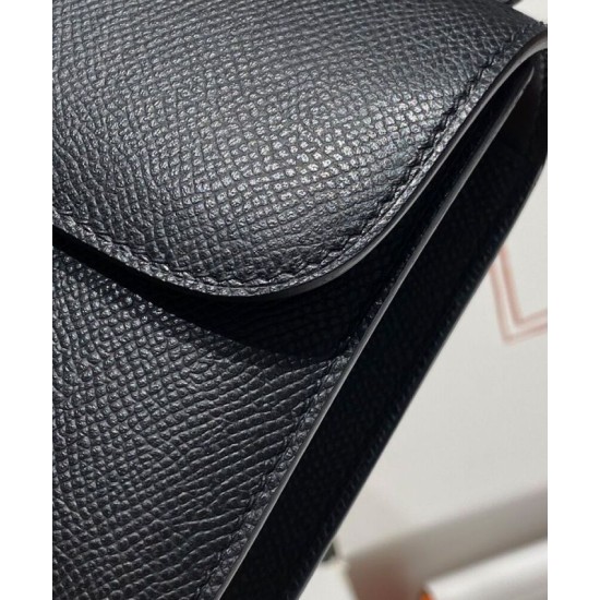 Replica Borsa Hermès Constance Elan Long Clutch Etoupe Epsom Nera Imitazioni Falso