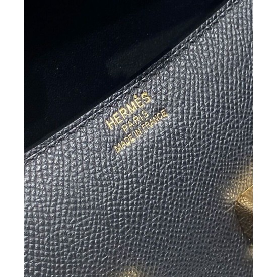 Replica Borsa Hermès Constance Elan Long Clutch Etoupe Epsom Nera Imitazioni Falso