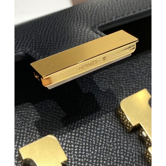 Replica Borsa Hermès Constance Elan Long Clutch Etoupe Epsom Nera Imitazioni Falso