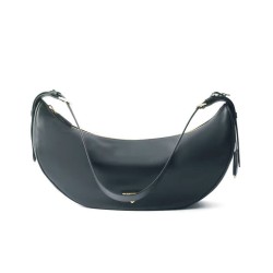 Replica Borsa a tracolla Prada Demi-lune Grande 1BC255 Nero/Bianco/Caffè Imitazione 
