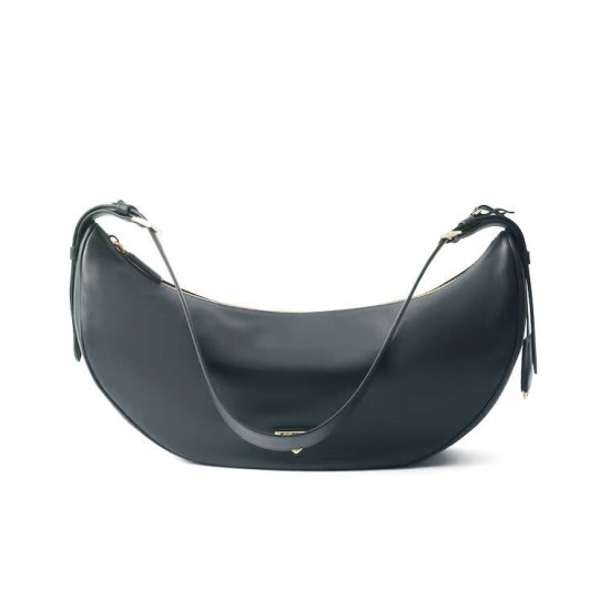 Replica Borsa a tracolla Prada Demi-lune Grande 1BC255 Nero/Bianco/Caffè Imitazione 