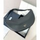 Replica Borsa a tracolla Prada Demi-lune Grande 1BC255 Nero/Bianco/Caffè Imitazione 