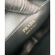 Replica Borsa a tracolla Prada Demi-lune Grande 1BC255 Nero/Bianco/Caffè Imitazione 