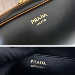 Replica Borsa a tracolla Prada Swing Smooth 1BC249 Nero Imitazione
