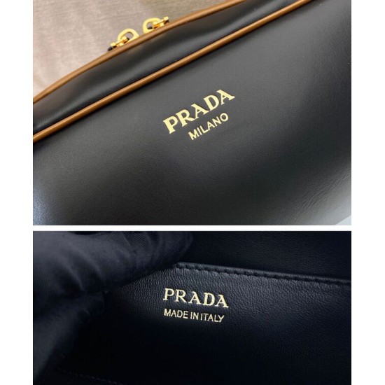 Replica Borsa a tracolla Prada Swing Smooth 1BC249 Nero Imitazione