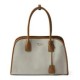 Replica Borsa tote media Prada in misto lino 1BG572 Caffè Imitazioni Falso