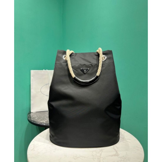 Borsa tote Prada Mariner Media Re-Nylon Replica 2VG133 Nero/Caffè
