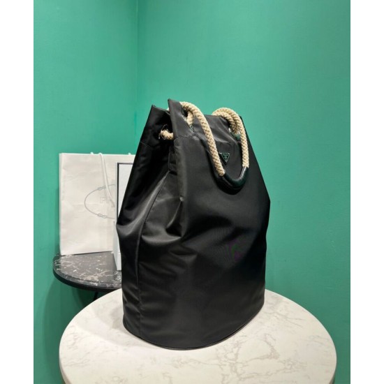 Borsa tote Prada Mariner Media Re-Nylon Replica 2VG133 Nero/Caffè