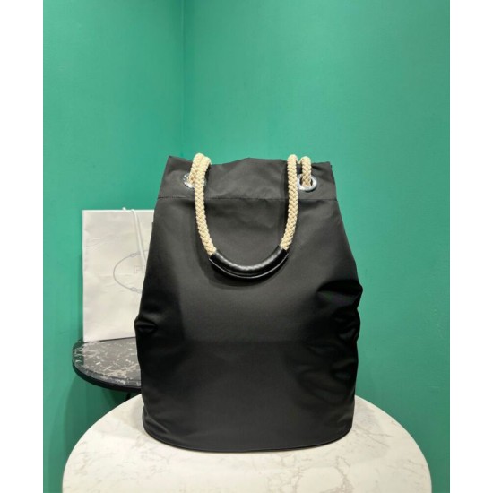 Borsa tote Prada Mariner Media Re-Nylon Replica 2VG133 Nero/Caffè