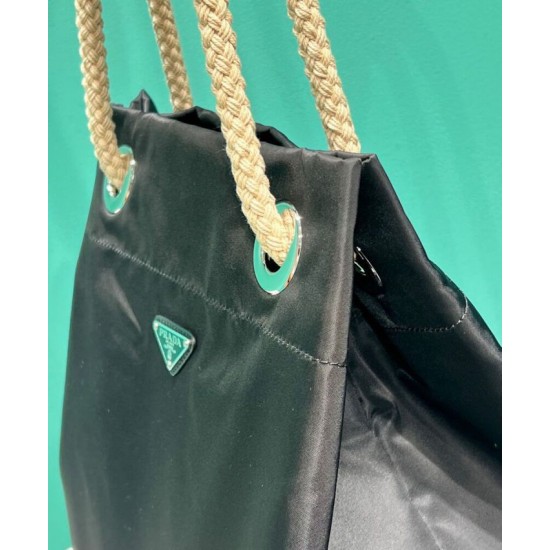 Borsa tote Prada Mariner Media Re-Nylon Replica 2VG133 Nero/Caffè