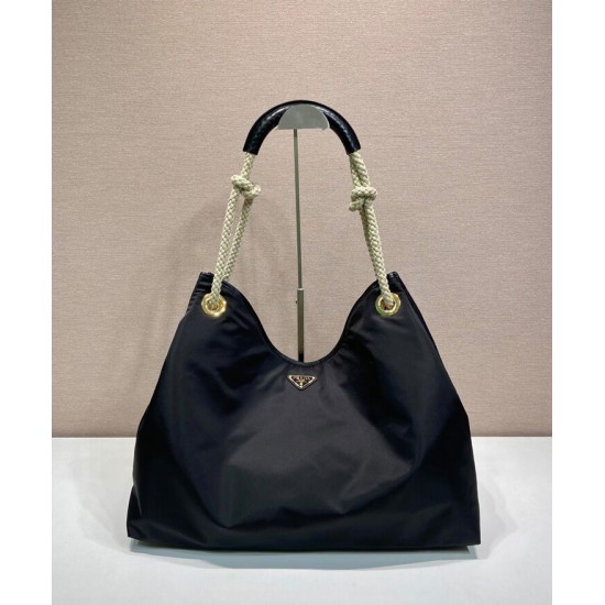 Borsa a tracolla Prada Mariner grande Re-Nylon Replica 1BC244 Nero/Caffè Imitazione
