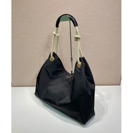 Borsa a tracolla Prada Mariner grande Re-Nylon Replica 1BC244 Nero/Caffè Imitazione