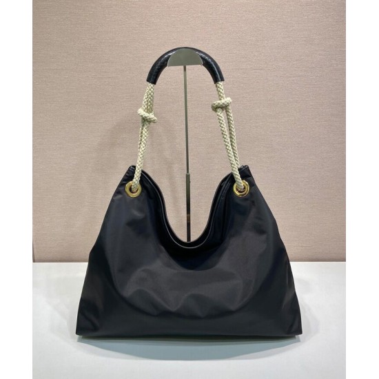 Borsa a tracolla Prada Mariner grande Re-Nylon Replica 1BC244 Nero/Caffè Imitazione