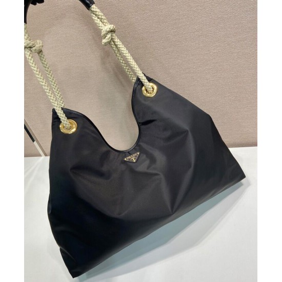 Borsa a tracolla Prada Mariner grande Re-Nylon Replica 1BC244 Nero/Caffè Imitazione