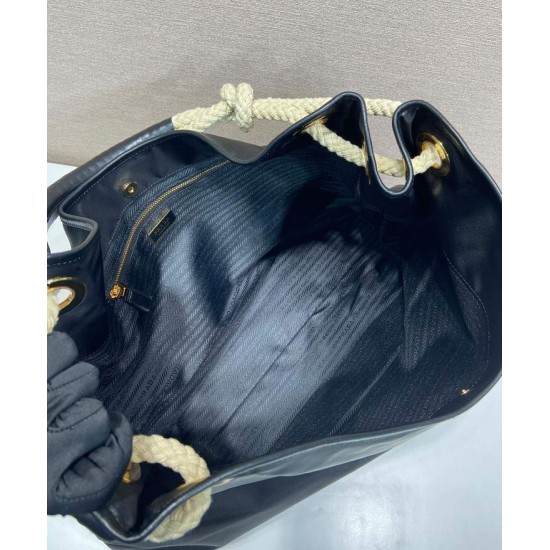 Borsa a tracolla Prada Mariner grande Re-Nylon Replica 1BC244 Nero/Caffè Imitazione