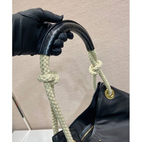 Borsa a tracolla Prada Mariner grande Re-Nylon Replica 1BC244 Nero/Caffè Imitazione