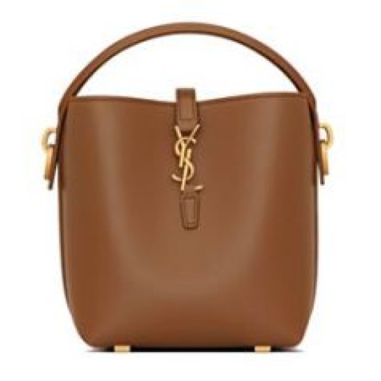 Replica Borsa a hobo YSL Saint Laurent Le 37 Mini Shiny 765870 Caffè Imitazioni Falso