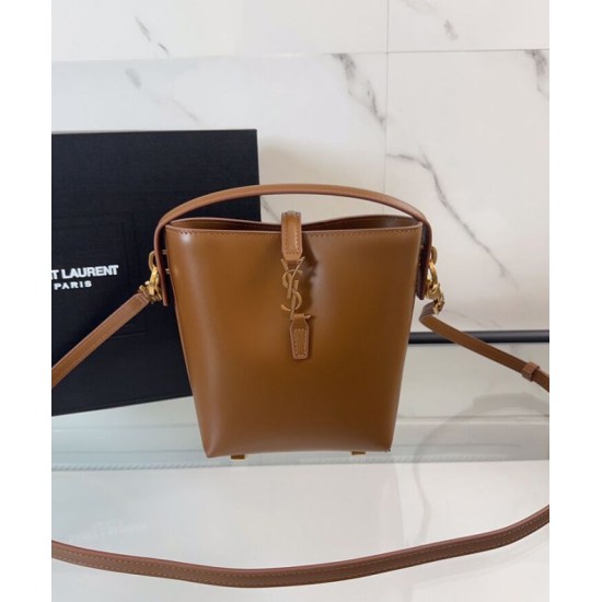 Replica Borsa a hobo YSL Saint Laurent Le 37 Mini Shiny 765870 Caffè Imitazioni Falso