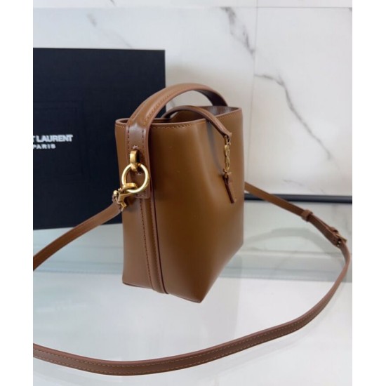 Replica Borsa a hobo YSL Saint Laurent Le 37 Mini Shiny 765870 Caffè Imitazioni Falso
