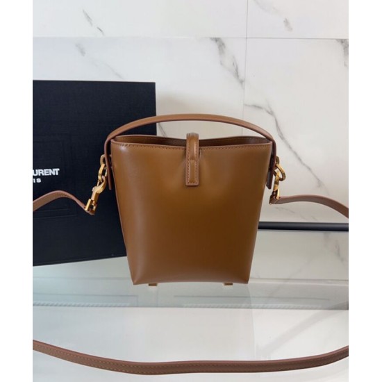 Replica Borsa a hobo YSL Saint Laurent Le 37 Mini Shiny 765870 Caffè Imitazioni Falso