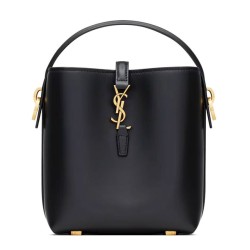 Replica Borsa a secchiello YSL Saint Laurent Le 37 Mini Shiny 765870 Nero Imitazioni Falso