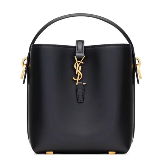 Replica Borsa a secchiello YSL Saint Laurent Le 37 Mini Shiny 765870 Nero Imitazioni Falso