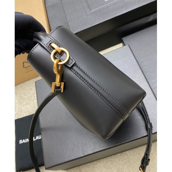 Replica Borsa a secchiello YSL Saint Laurent Le 37 Mini Shiny 765870 Nero Imitazioni Falso