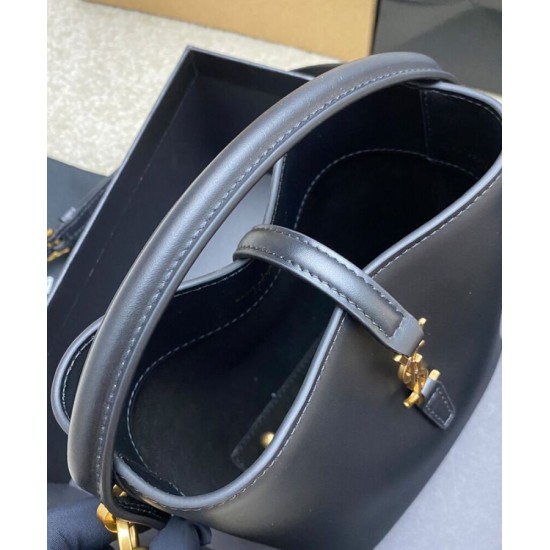 Replica Borsa a secchiello YSL Saint Laurent Le 37 Mini Shiny 765870 Nero Imitazioni Falso