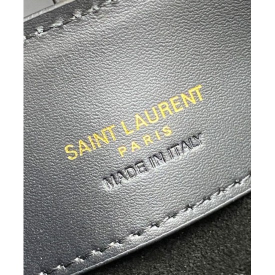 Replica Borsa a secchiello YSL Saint Laurent Le 37 Mini Shiny 765870 Nero Imitazioni Falso