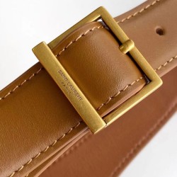 Replica Borsa piccola YSL Saint Laurent Le 5 A 7 Supple in rafia Caffè Imitazioni Falso