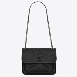 Replica Borsa vintage YSL Saint Laurent Niki Baby stropicciata nera Imitazioni Falso