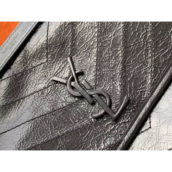 Replica Borsa vintage YSL Saint Laurent Niki Baby stropicciata nera Imitazioni Falso