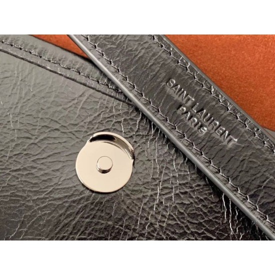 Replica Borsa vintage YSL Saint Laurent Niki Baby stropicciata nera Imitazioni Falso