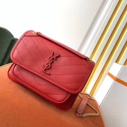 Borsa vintage YSL Saint Laurent Niki Baby Replica rossa stropicciata Imitazione