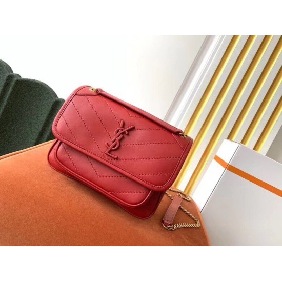 Borsa vintage YSL Saint Laurent Niki Baby Replica rossa stropicciata Imitazione
