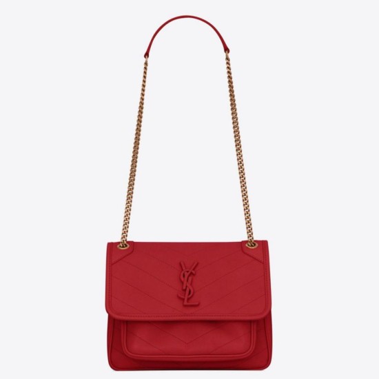 Borsa vintage YSL Saint Laurent Niki Baby Replica rossa stropicciata Imitazione