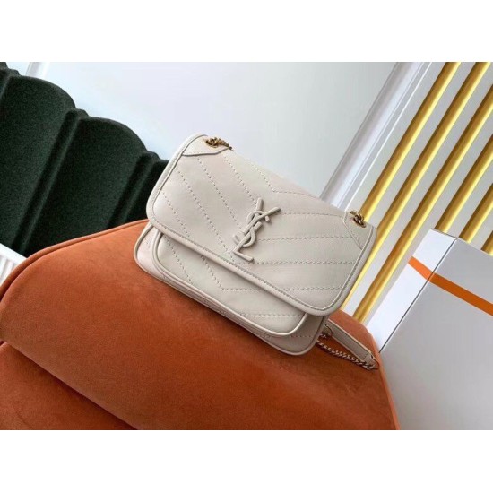 Replica Borsa vintage YSL Saint Laurent Niki Baby bianca Imitazioni Falso