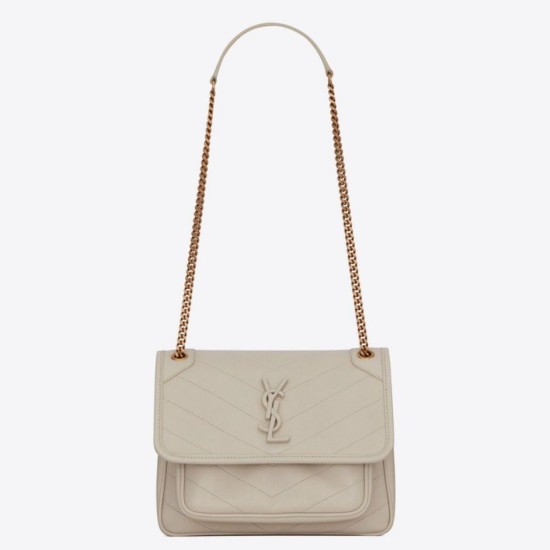 Replica Borsa vintage YSL Saint Laurent Niki Baby bianca Imitazioni Falso
