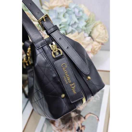 Replica Borsa Dior Piccola/Media D-Journey in Vitello Liscio Vintage Nero imitazione False Online