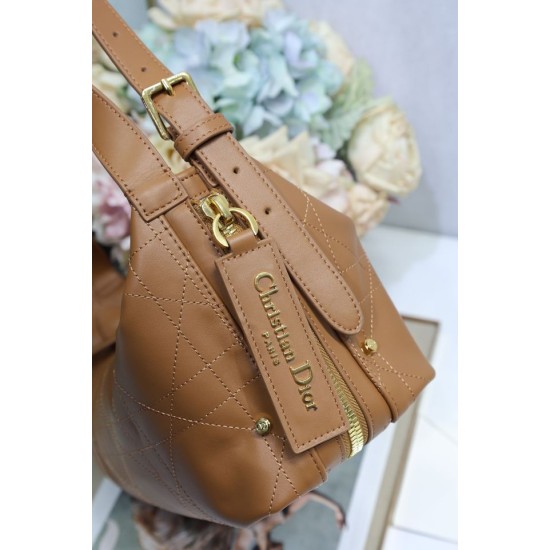 Replica Borsa Dior Piccola/Media D-Journey in Vitello Liscio Vintage Cammello imitazione False Online