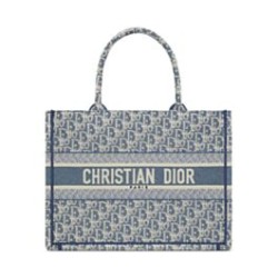 Replica Borsa Dior Book Tote Dior blu ricamata con motivo Dior Oblique grigio imitazione False Online