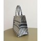 Replica Borsa Dior Book Tote Dior blu ricamata con motivo Dior Oblique grigio imitazione False Online