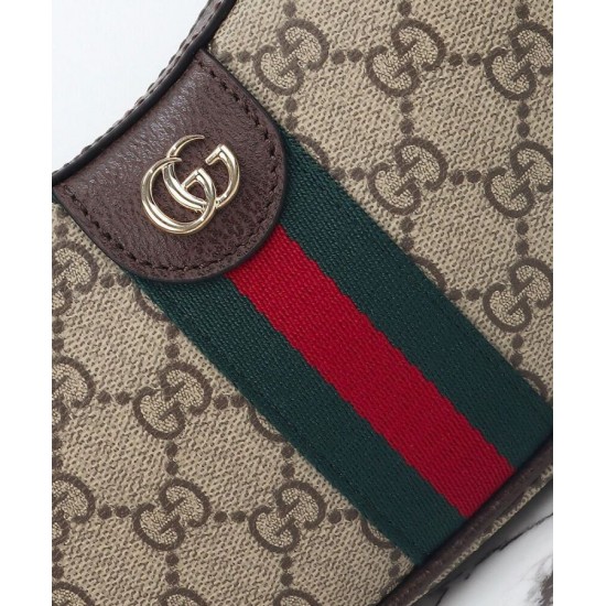 Replica Borsa a tracolla piccola Gucci Ophidia 838463 Caffè scuro imitazione False Online