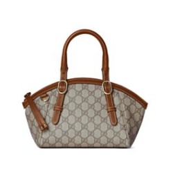 Replica Borsa a mano piccola Gucci GG Emblem 839005 Caffè imitazione False Online