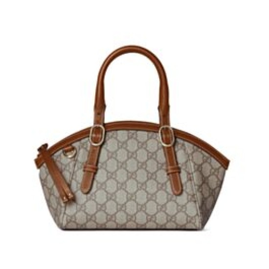 Replica Borsa a mano piccola Gucci GG Emblem 839005 Caffè imitazione False Online