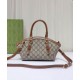 Replica Borsa a mano piccola Gucci GG Emblem 839005 Caffè imitazione False Online