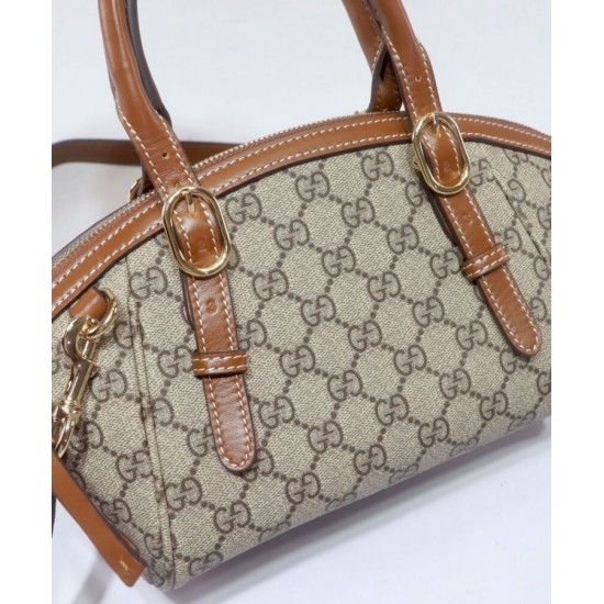 Replica Borsa a mano piccola Gucci GG Emblem 839005 Caffè imitazione False Online