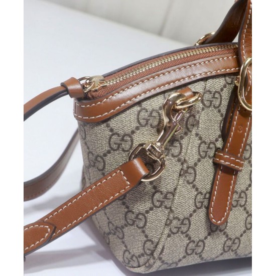 Replica Borsa a mano piccola Gucci GG Emblem 839005 Caffè imitazione False Online